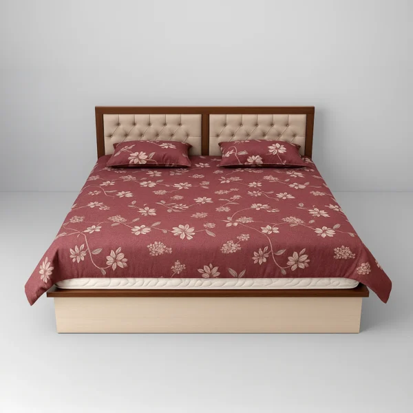 TuftAura Bed | Walnut & Light Oak Platform Bed