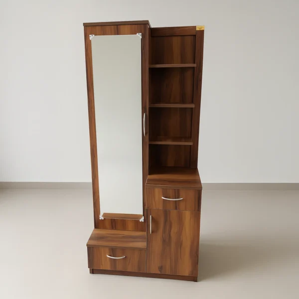 WalnutAura Dressing Table | Teak Finish Mirror Dressing Unit