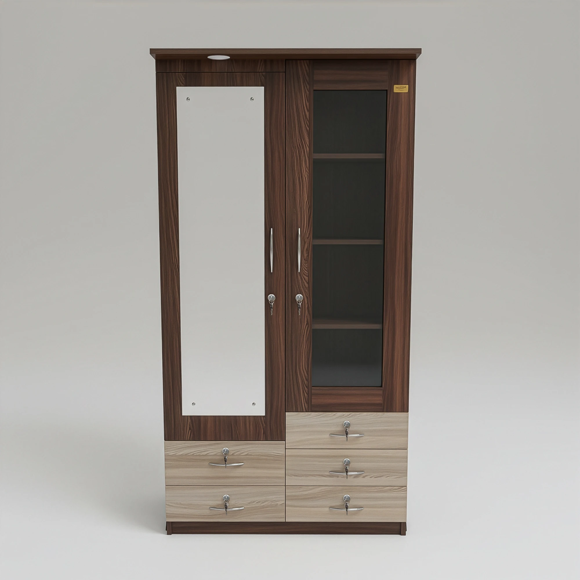 WalnutPrism Dressing Table with Mirror | Sai FurnTech