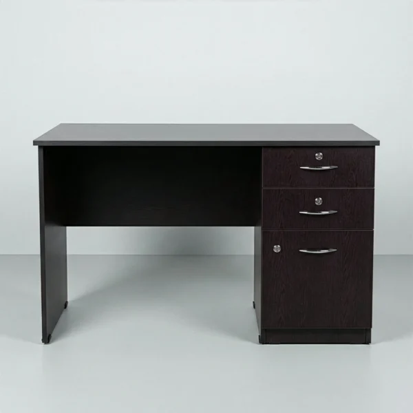WengeCore Office Table | Dark Wenge Desk with Drawers