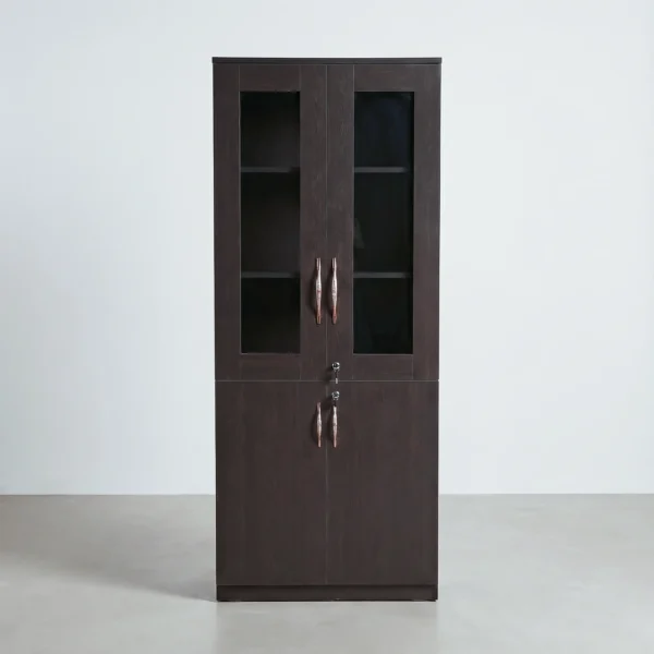 WengeVault Bookshelf | Dark Wenge Glass Display Cabinet