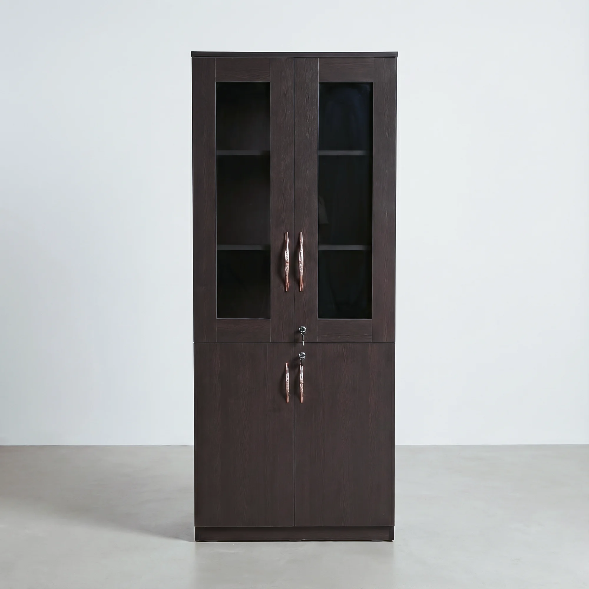 WengeVault Bookshelf | Dark Wenge Glass Display Cabinet