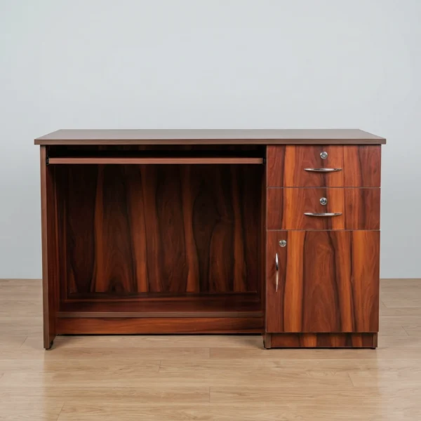 WorkNest Office Table | Walnut Computer Desk with Storage